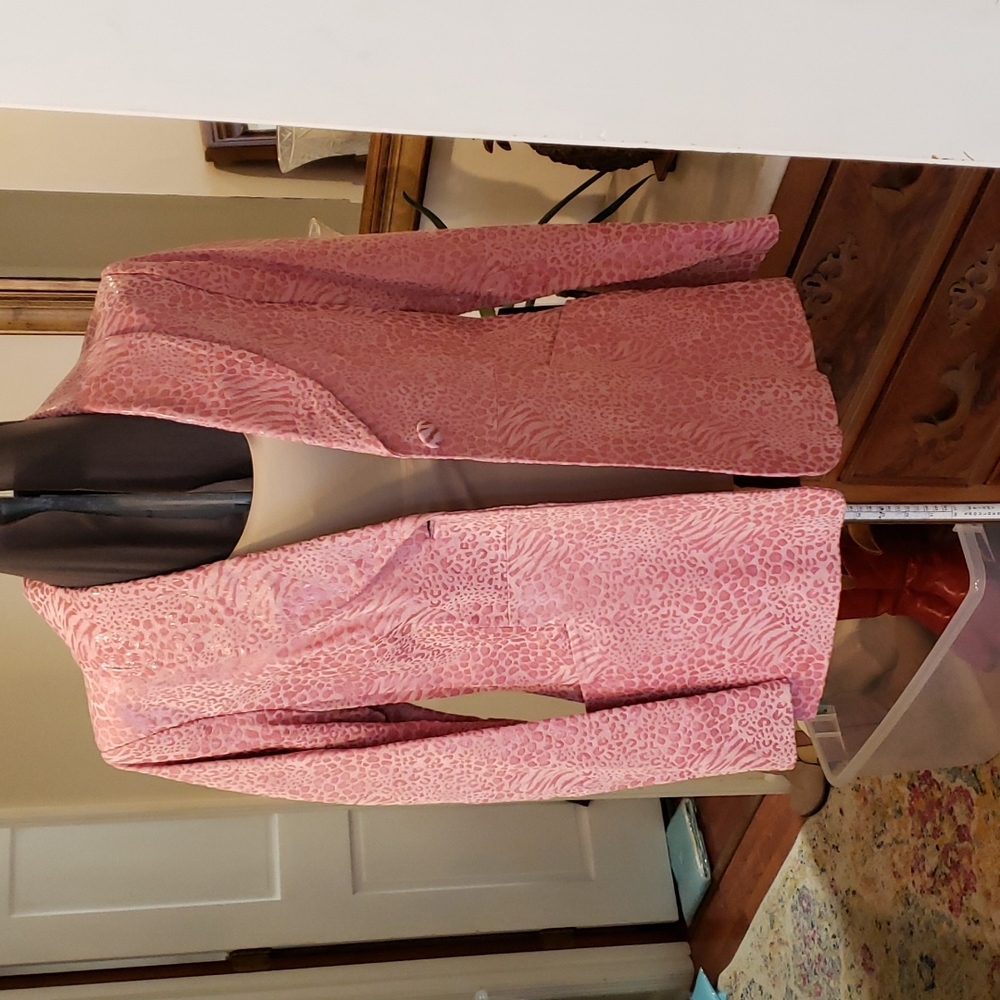 Pamela Mccoy pink leather animal print jacket, nwt. Size M.